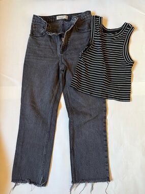 Abercrombie & Fitch Black Straight-Leg Jeans + Free People top